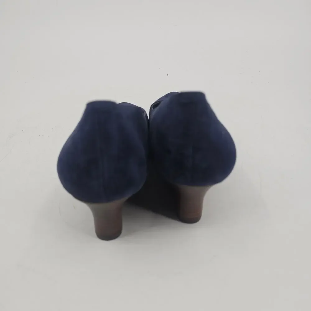 Lauren Ralph Lauren Celia Wedge Pumps Heels Pointed Toe Suede shoe navy blue 10